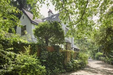 Lush foliage surrounds the home on Fitzroy Park, nestled in the heart of Hampstead Heath